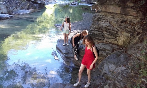 three girls at the rock pools