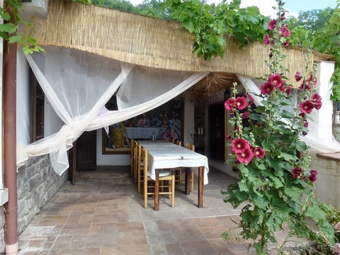The outdoor dining area