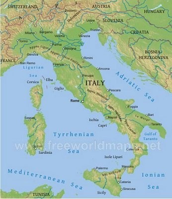 relief map of Italy