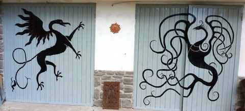 garage doors with celtic animals