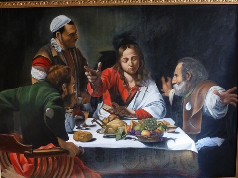 copy of Caravaggio's 'supper at emaus'