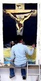 Pheona painting Salvador Dali's 'Christ on the Cross'